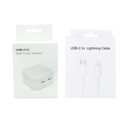 SDC-40W Dual PD USB-C / Type-C Ports Charger with 1.5m Type-C to 8 Pin Cable, AU Plug - USB Charger by PMC Jewellery | Online Shopping South Africa | PMC Jewellery