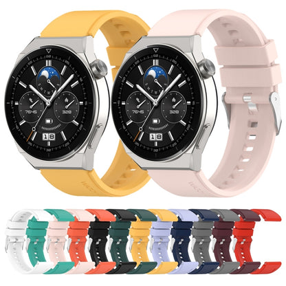 For Huawei Watch GT 42mm/46mm / GT2 46mm 22mm Protruding Head Silicone Strap Silver Buckle(Pink) - Watch Bands by PMC Jewellery | Online Shopping South Africa | PMC Jewellery | Buy Now Pay Later Mobicred