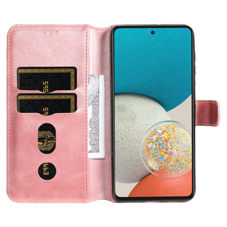 For Samsung Galaxy A53 5G JUNSUNMAY Calf Texture Leather Phone Case(Pink) - Galaxy Phone Cases by JUNSUNMAY | Online Shopping South Africa | PMC TechLife | Buy Now Pay Later Mobicred