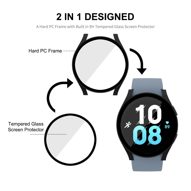 For Samsung Galaxy Watch5 44mm ENKAY Hat-Prince Full Coverage PC Frame + 9H Tempered Glass Case(Rose Gold) - Watch Cases by ENKAY | Online Shopping South Africa | PMC Jewellery | Buy Now Pay Later Mobicred