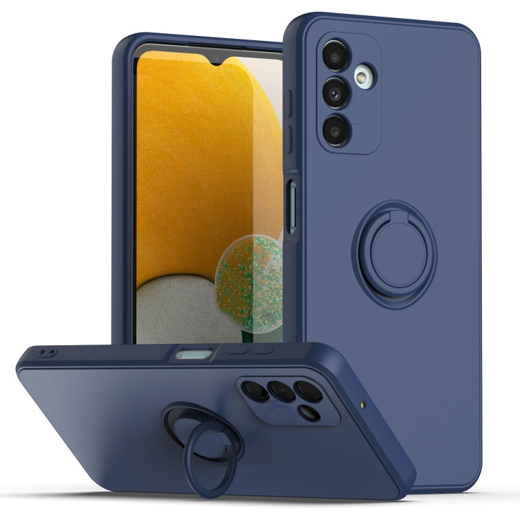 Ring Kickstand Silicone Phone Case For Samsung Galaxy A14 5G(Dark Blue) - Galaxy Phone Cases by PMC TechLife | Online Shopping South Africa | PMC TechLife