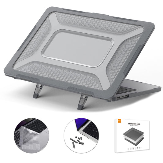 For MacBook Air 13.6 2022/2024  A2681 (M2) / A3113  (M3) ENKAY Hat-Prince 3 in 1 Protective Bracket  Case Cover Hard Shell with TPU Keyboard Film / Anti-dust Plugs, Version:EU(Grey) - MacBook Air Cases by ENKAY | Online Shopping South Africa | PMC Jewellery | Buy Now Pay Later Mobicred