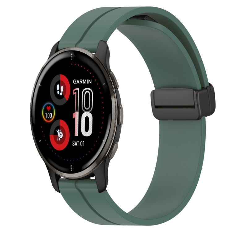 Compatible with Garmin Venu 2 Plus 20mm Solid Color Magnetic Clasp Silicone Watch Band(Olive Green) - free shipping - PMC TechLife - Order now!