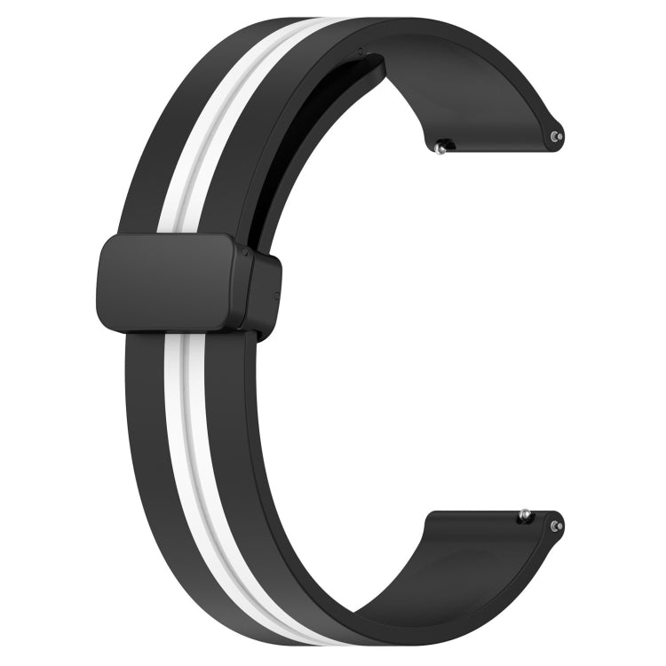 For Huawei GT2 46mm 22mm Folding Magnetic Clasp Silicone Watch Band(Black+White) - free shipping - PMC TechLife - Order now!