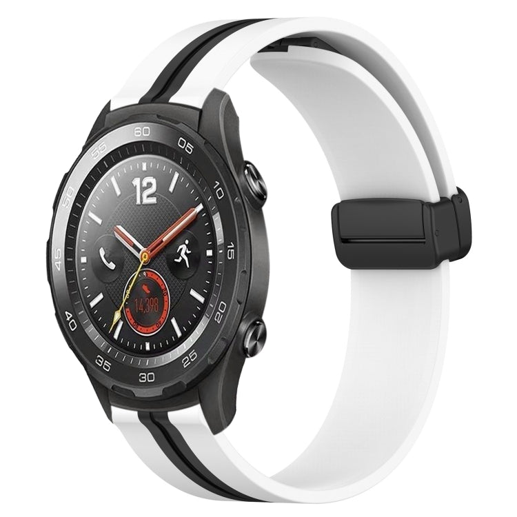 For Huawei Watch 2 20mm Folding Magnetic Clasp Silicone Watch Band(White+Black) - free shipping - PMC TechLife - Order now!