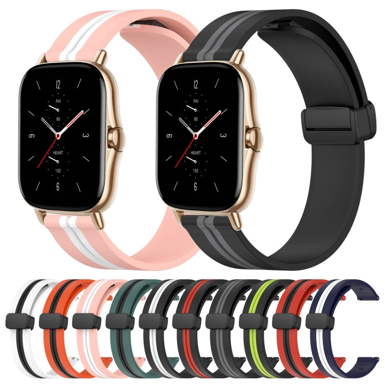 For Amazfit GTS 2 20mm Folding Magnetic Clasp Silicone Watch Band(Pink+White) - free shipping - PMC TechLife - Order now!