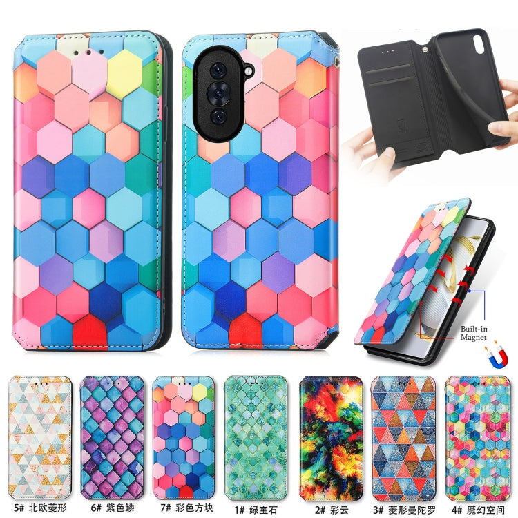 For Huawei Nova 10 CaseNeo Colorful Magnetic Leather Phone Case(Purple Scales) - Huawei Cases by PMC Jewellery | Online Shopping South Africa | PMC Jewellery