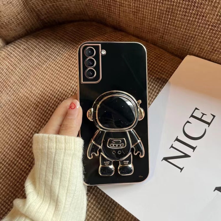 For Samsung Galaxy S22 Ultra 5G Plating Astronaut Holder Phone Case(Black) - free shipping - PMC TechLife - Order now!