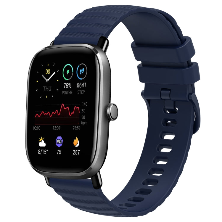 For Amazfit GTS 2 Mini 20mm Wavy Dot Pattern Solid Color Silicone Watch Band(Navy Blue) - free shipping - PMC TechLife - Order now!