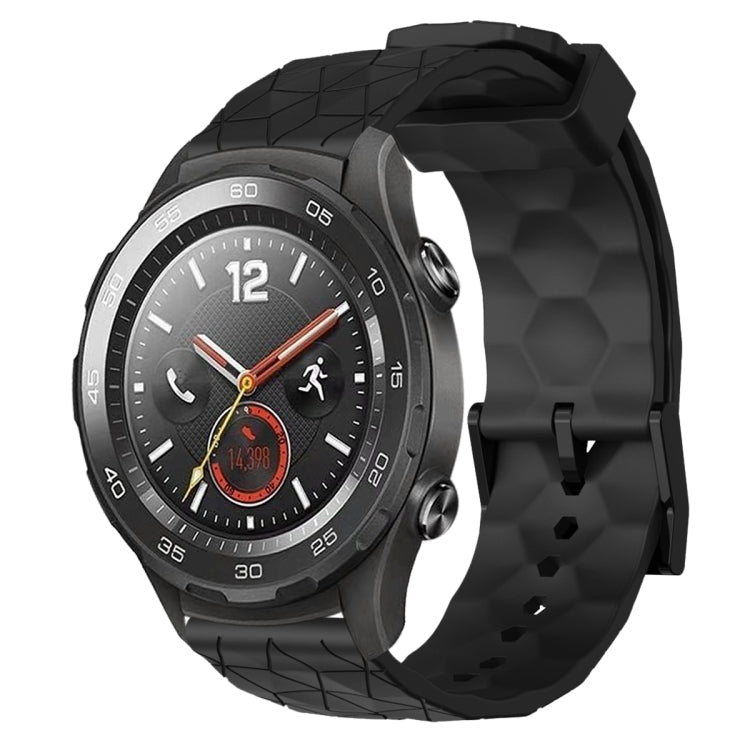 For Huawei Watch 2 20mm Football Pattern Solid Color Silicone Watch Band(Black) - free shipping - PMC TechLife - Order now!