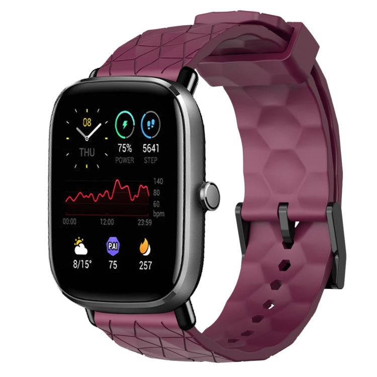 For Amazfit GTS 2 Mini 20mm Football Pattern Solid Color Silicone Watch Band(Wine Red) - free shipping - PMC TechLife - Order now!