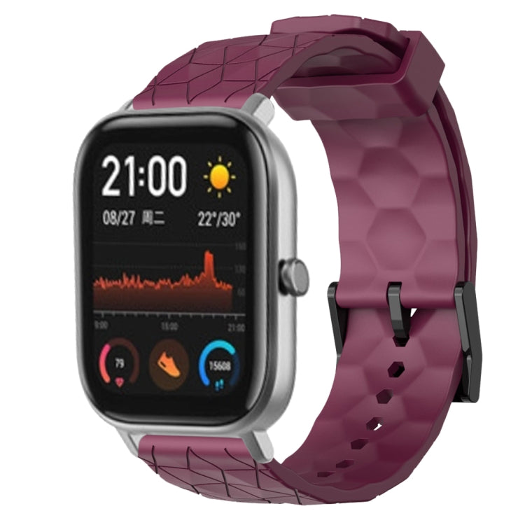 For Amazfit GTS 20mm Football Pattern Solid Color Silicone Watch Band(Wine Red) - free shipping - PMC TechLife - Order now!