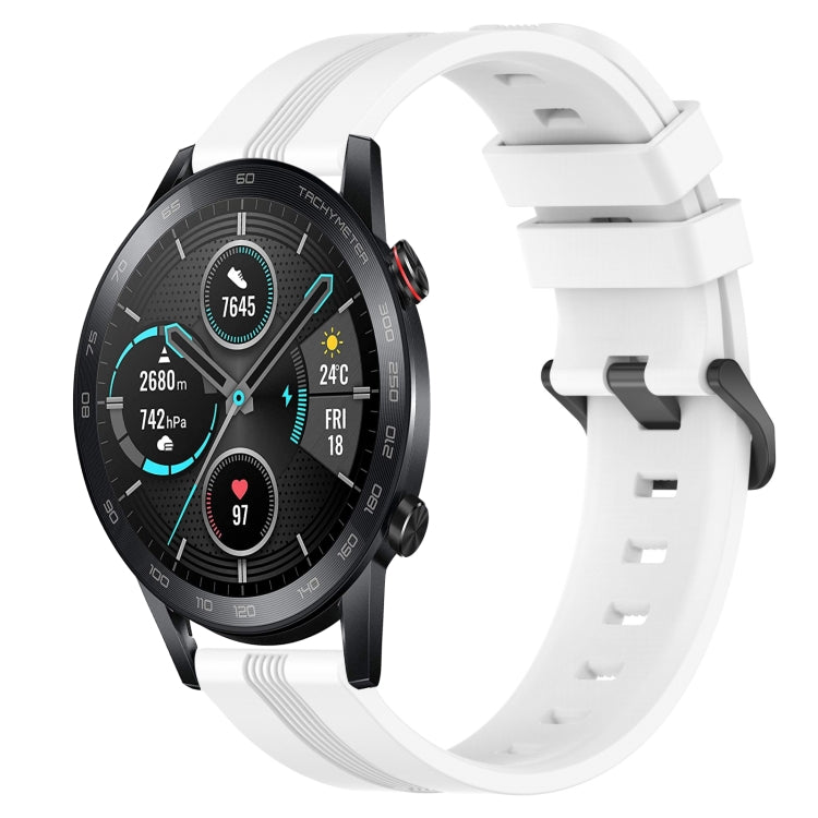 For Honor Magic Watch 2 46mm 22mm Concave Striped Slicone Watch Band(White) - free shipping - PMC TechLife - Order now!