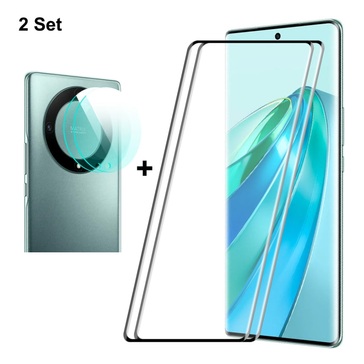 For Honor X9A / Magic5 Lite 2pcs ENKAY 0.26mm 3D Hot Bending Tempered Glass Full Film with Lens Film - Honor Tempered Glass by ENKAY | Online Shopping South Africa | PMC Jewellery | Buy Now Pay Later Mobicred