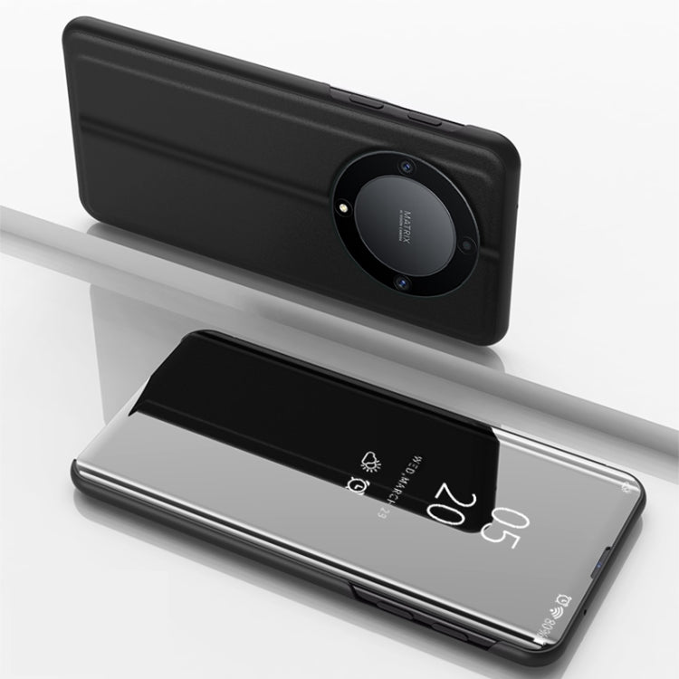 For Honor X9A Plated Mirror Horizontal Flip Leather Case with Holder(Black) - Honor Cases by PMC TechLife | Online Shopping South Africa | PMC TechLife | Buy Now Pay Later Mobicred
