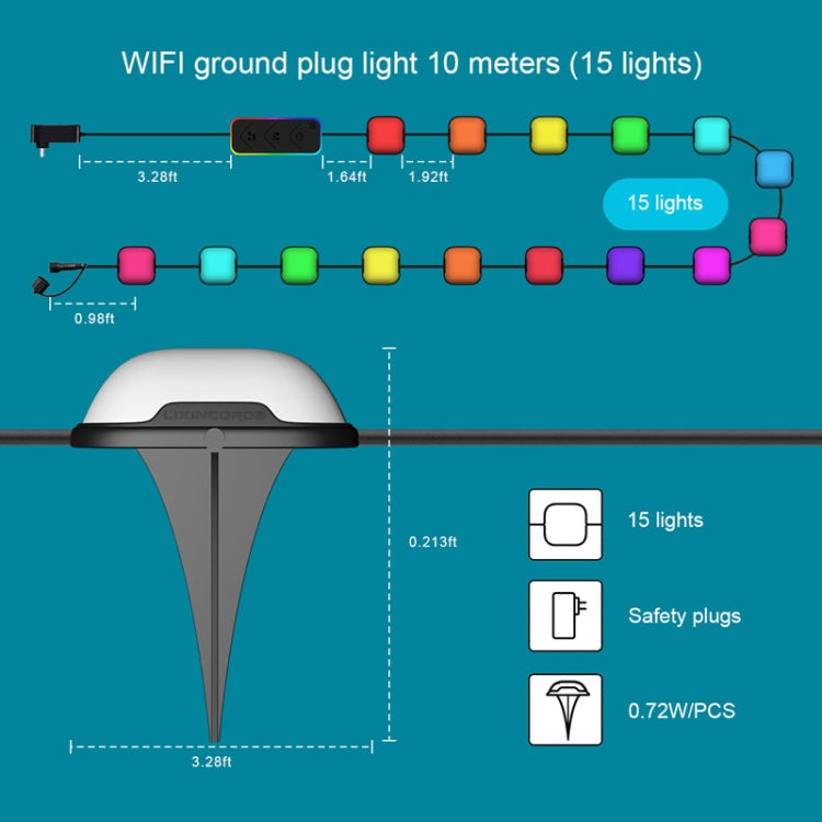 CP01 Outdoor WIFI Smart APP Control Garden Lamp Music Sync Outdoor Ground Lights(EU Plug) - Buried Lights by PMC Jewellery | Online Shopping South Africa | PMC Jewellery