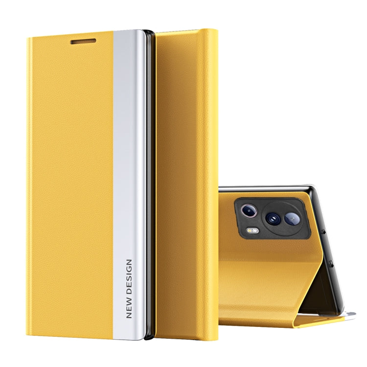 For Xiaomi 13 Lite Side Electroplated Adsorption Leather Phone Case(Yellow) - free shipping - PMC TechLife - Order now!