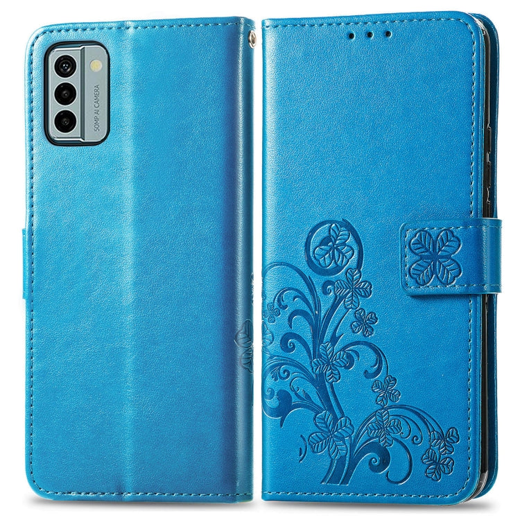 For Nokia G22  Four-leaf Clasp Embossed Buckle Leather Phone Case(Blue) - Nokia Cases by PMC Jewellery | Online Shopping South Africa | PMC Jewellery