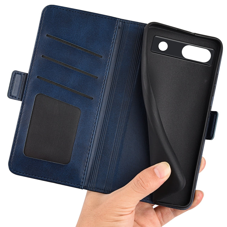 For Google Pixel 7a Dual-side Magnetic Buckle Leather Phone Case(Dark Blue) - Google Cases by PMC Jewellery | Online Shopping South Africa | PMC Jewellery