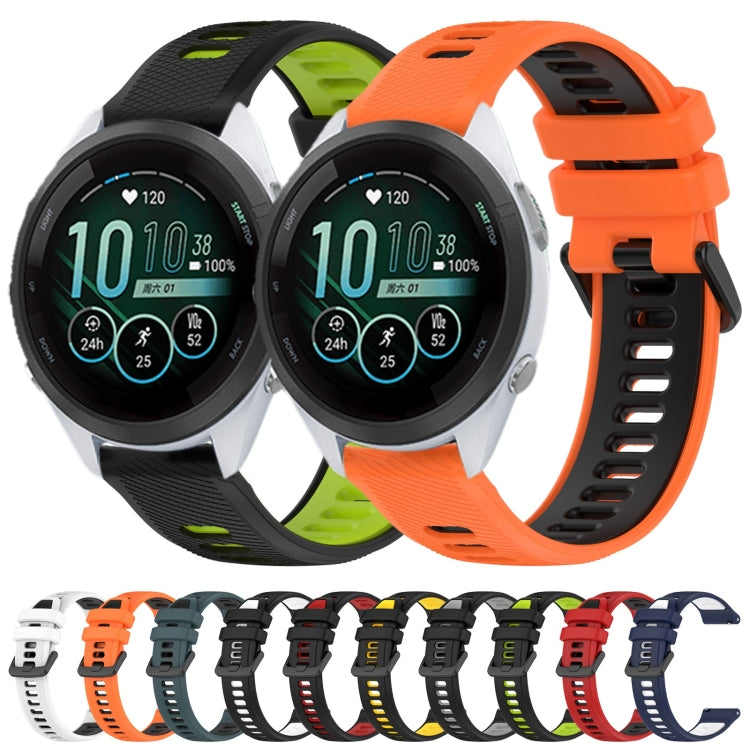 For Garmin Venu 2S 18mm Sports Two-Color Silicone Watch Band(Orange+Black) - Smart Wear by PMC Jewellery | Online Shopping South Africa | PMC Jewellery