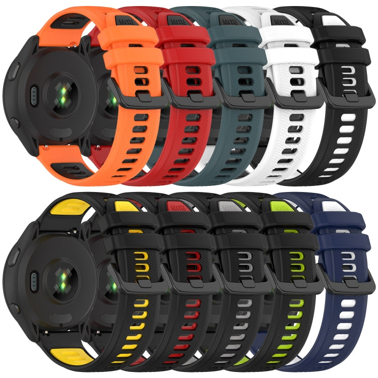 For Garmin Vivoactive 4S 18mm Sports Two-Color Silicone Watch Band(Orange+Black) - Smart Wear by PMC Jewellery | Online Shopping South Africa | PMC Jewellery