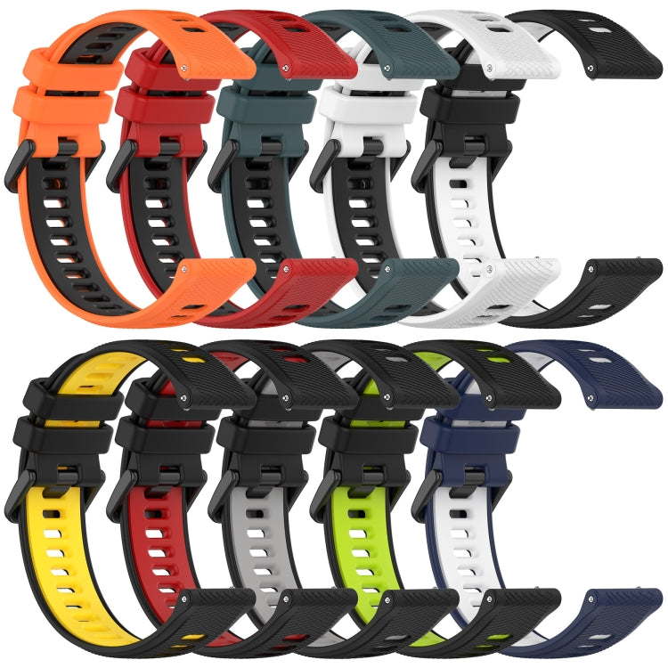 For Garmin Forerunner 265S Music 18mm Sports Two-Color Silicone Watch Band(White+Black) -  by PMC Jewellery | Online Shopping South Africa | PMC Jewellery