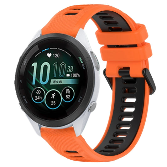 For Garmin Forerunner 265S Music 18mm Sports Two-Color Silicone Watch Band(Orange+Black) - Smart Wear by PMC Jewellery | Online Shopping South Africa | PMC Jewellery