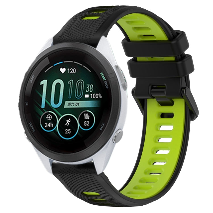 For Garmin Forerunner 265S Music 18mm Sports Two-Color Silicone Watch Band(Black+Green) - Smart Wear by PMC Jewellery | Online Shopping South Africa | PMC Jewellery