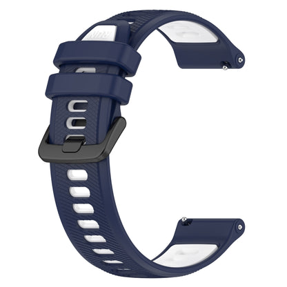 For Garmin Active S 18mm Sports Two-Color Silicone Watch Band(Midnight Blue+White) - Smart Wear by PMC Jewellery | Online Shopping South Africa | PMC Jewellery