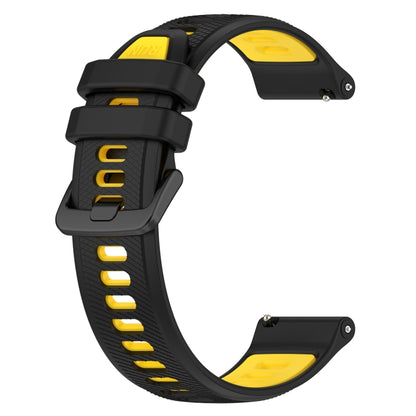 For Garmin Forerunner 255S Music 18mm Sports Two-Color Silicone Watch Band(Black+Yellow) - Smart Wear by PMC Jewellery | Online Shopping South Africa | PMC Jewellery