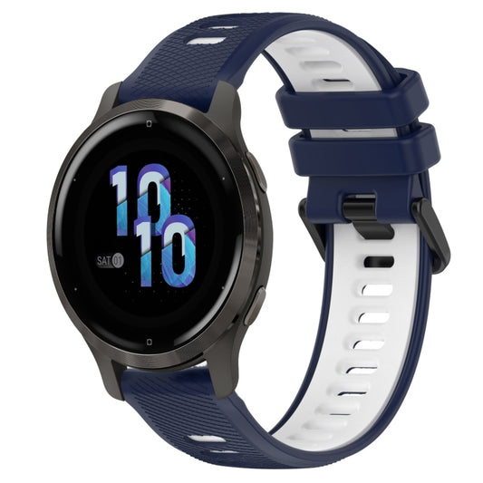 For Garmin Venu 2S 18mm Sports Two-Color Silicone Watch Band(Midnight Blue+White) - Smart Wear by PMC Jewellery | Online Shopping South Africa | PMC Jewellery