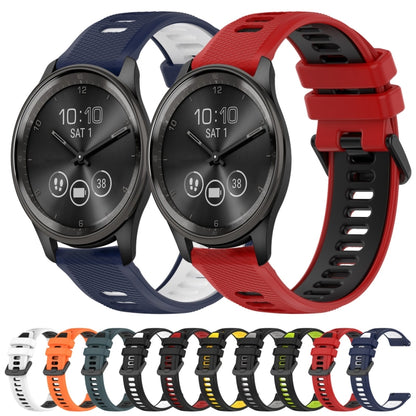 For Garmin VivoMove Style 20mm Sports Two-Color Silicone Watch Band(Midnight Blue+White) - Smart Wear by PMC Jewellery | Online Shopping South Africa | PMC Jewellery