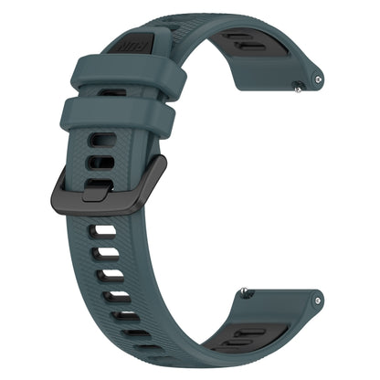 For Garmin Vivomove Sport 20mm Sports Two-Color Silicone Watch Band(Olive Green+Black) - Smart Wear by PMC Jewellery | Online Shopping South Africa | PMC Jewellery