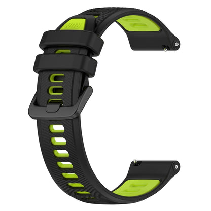 For Garmin Vivoactive3 Music 20mm Sports Two-Color Silicone Watch Band(Black+Green) - Smart Wear by PMC Jewellery | Online Shopping South Africa | PMC Jewellery
