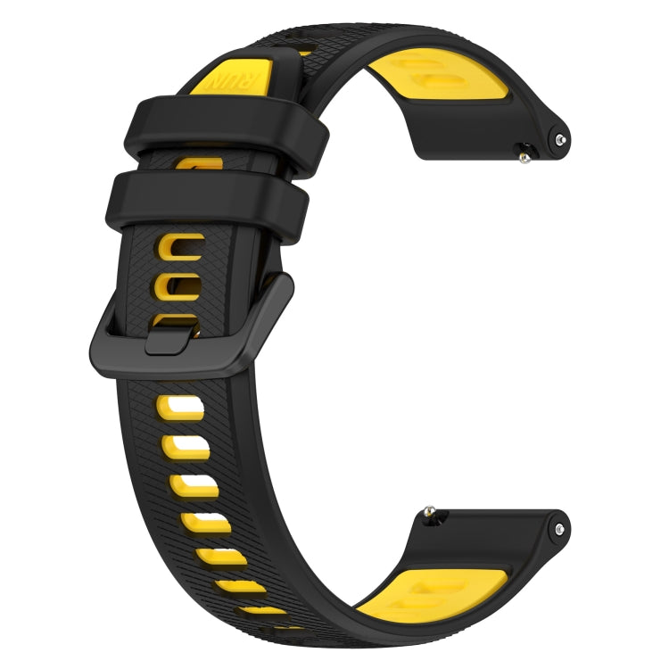 For Garmin Forerunner 158 20mm Sports Two-Color Silicone Watch Band(Black+Yellow) - Watch Bands by PMC Jewellery | Online Shopping South Africa | PMC Jewellery