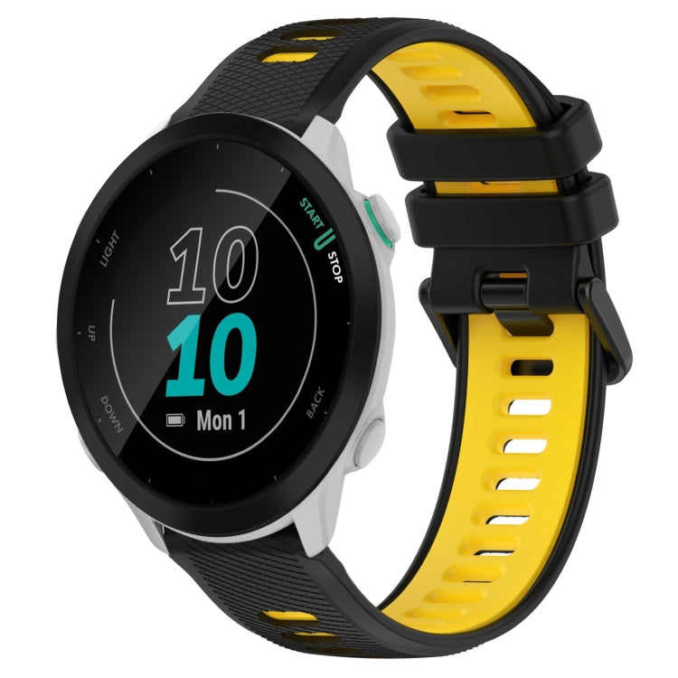 For Garmin Forerunner 55 20mm Sports Two-Color Silicone Watch Band(Black+Yellow) - Smart Wear by PMC Jewellery | Online Shopping South Africa | PMC Jewellery
