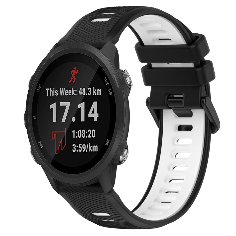 For Garmin Forerunner 245 20mm Sports Two-Color Silicone Watch Band(Black+White) - Smart Wear by PMC Jewellery | Online Shopping South Africa | PMC Jewellery