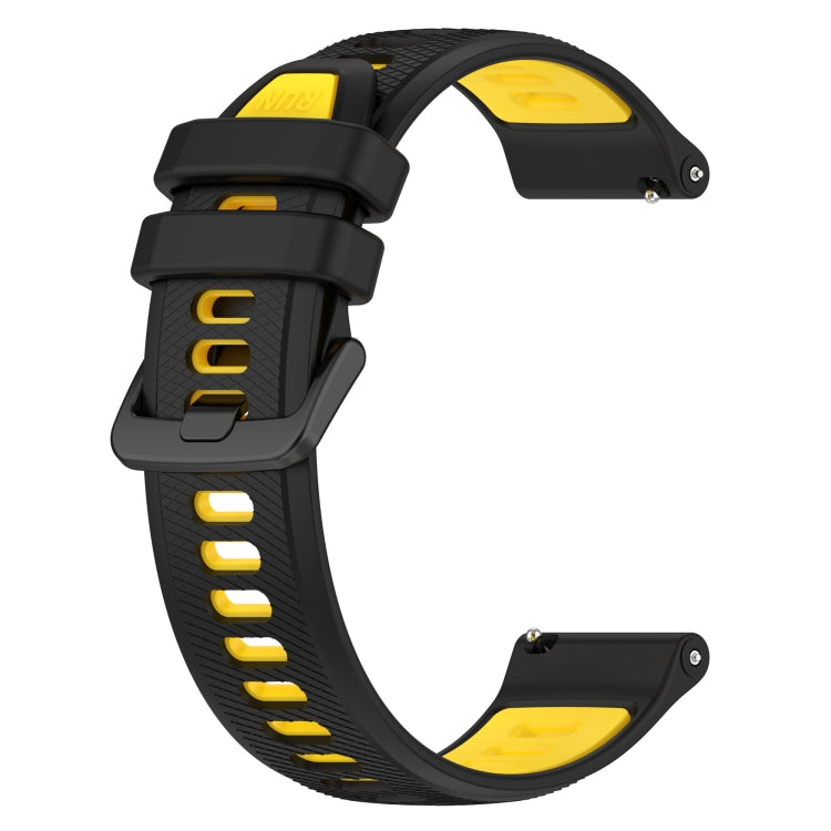 For Garmin Forerunner Sq2 20mm Sports Two-Color Silicone Watch Band(Black+Yellow) - Smart Wear by PMC Jewellery | Online Shopping South Africa | PMC Jewellery