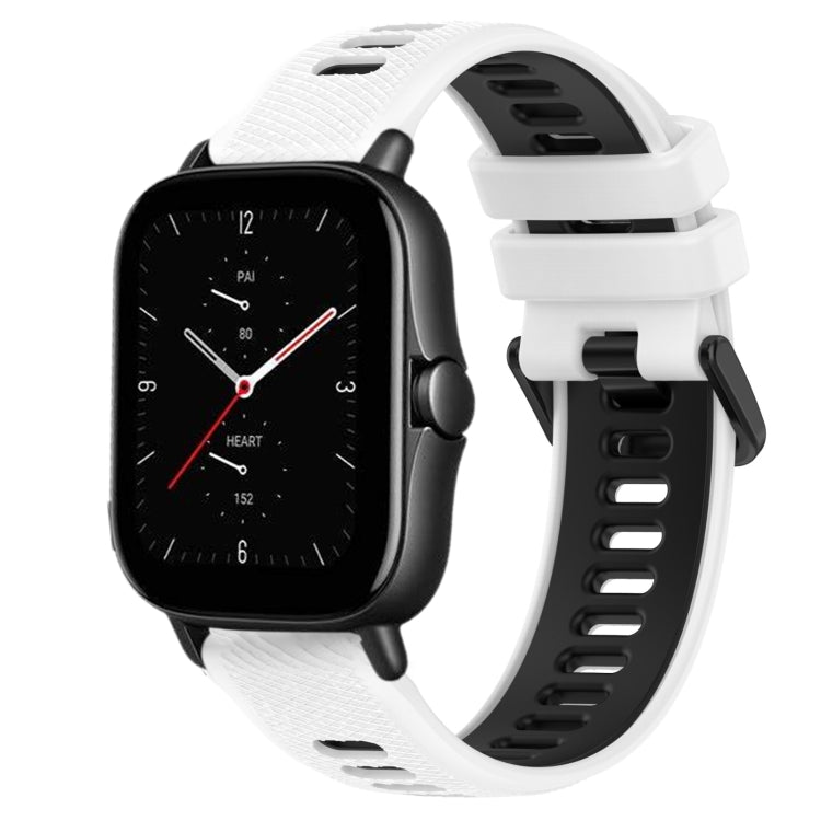 For Amazfit GTS 2E 20mm Sports Two-Color Silicone Watch Band(White+Black) -  by PMC Jewellery | Online Shopping South Africa | PMC Jewellery