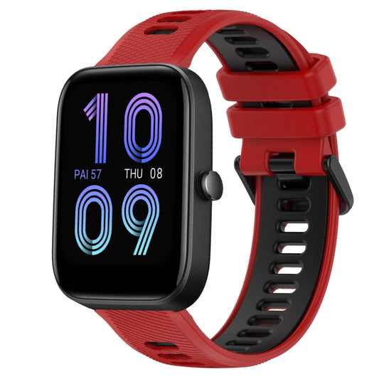 For Amazfit Bip3 20mm Sports Two-Color Silicone Watch Band(Red+Black) -  by PMC Jewellery | Online Shopping South Africa | PMC Jewellery