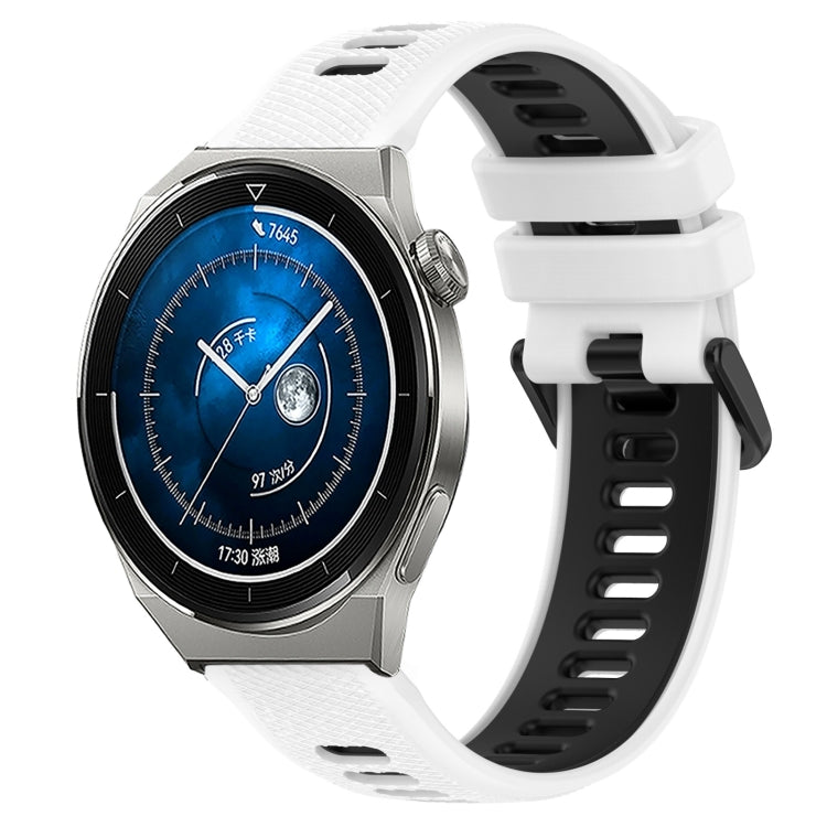 For Huawei Watch GT3 Pro 43mm 20mm Sports Two-Color Silicone Watch Band(White+Black) - Smart Wear by PMC Jewellery | Online Shopping South Africa | PMC Jewellery