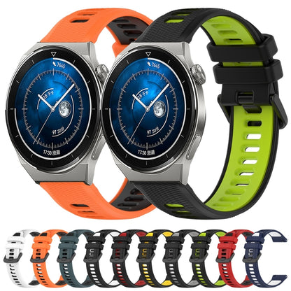 For Huawei Watch GT3 Pro 43mm 20mm Sports Two-Color Silicone Watch Band(Black+Green) - Smart Wear by PMC Jewellery | Online Shopping South Africa | PMC Jewellery