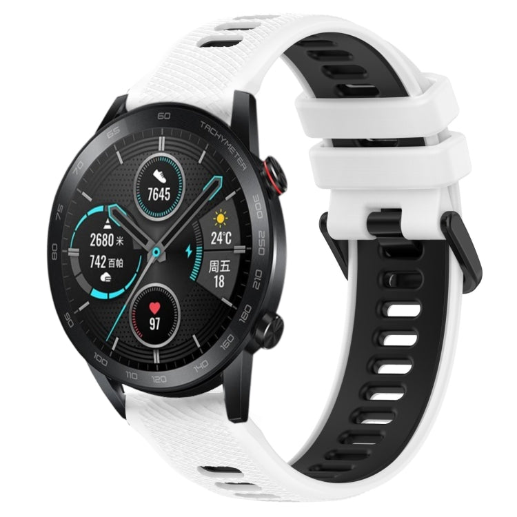 For Honor Magic Watch2 42mm 20mm Sports Two-Color Silicone Watch Band(White+Black) - Smart Wear by PMC Jewellery | Online Shopping South Africa | PMC Jewellery