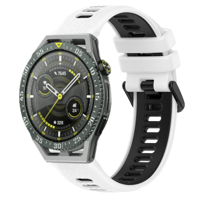 For Huawei Watch GT3 SE 22mm Sports Two-Color Silicone Watch Band(White+Black) - Smart Wear by PMC Jewellery | Online Shopping South Africa | PMC Jewellery