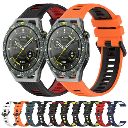 For Honor Watch GS Pro 22mm Sports Two-Color Silicone Watch Band(Olive Green+Black) - Smart Wear by PMC Jewellery | Online Shopping South Africa | PMC Jewellery
