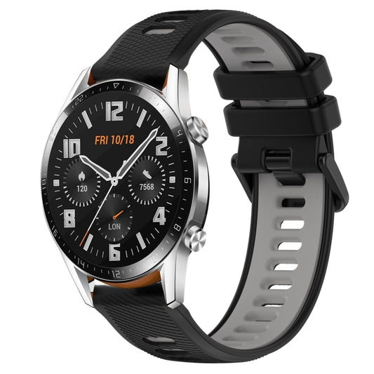 For Huawei GT2 46mm 22mm Sports Two-Color Silicone Watch Band(Black+Grey) - Smart Wear by PMC Jewellery | Online Shopping South Africa | PMC Jewellery