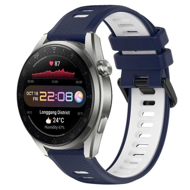 For Huawei Watch 3 Pro New 22mm Sports Two-Color Silicone Watch Band(Midnight Blue+White) - Smart Wear by PMC Jewellery | Online Shopping South Africa | PMC Jewellery