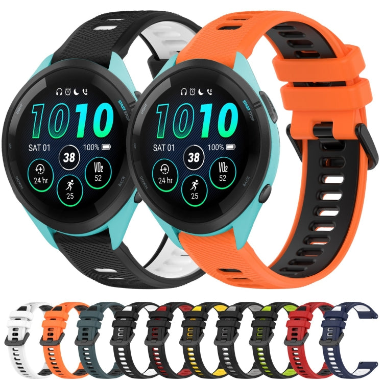 For Garmin Forerunner 255 22mm Sports Two-Color Silicone Watch Band(Black+White) - Smart Wear by PMC Jewellery | Online Shopping South Africa | PMC Jewellery