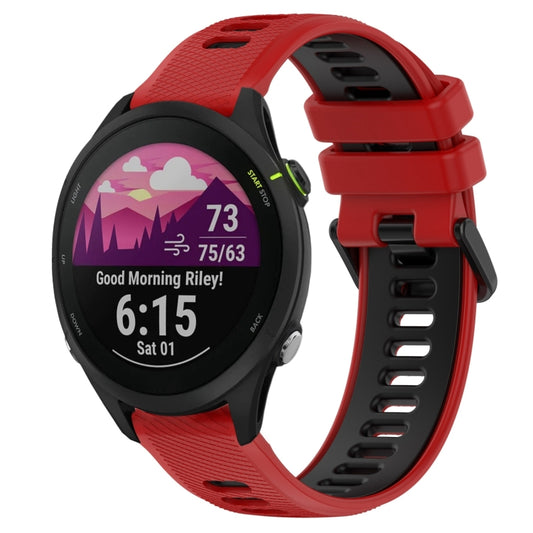 For Garmin Forerunner 255 22mm Sports Two-Color Silicone Watch Band(Red+Black) - Smart Wear by PMC Jewellery | Online Shopping South Africa | PMC Jewellery