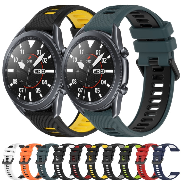 For Samsung Galaxy Watch3 45mm 22mm Sports Two-Color Silicone Watch Band(Black+White) - Watch Bands by PMC Jewellery | Online Shopping South Africa | PMC Jewellery